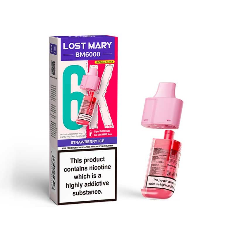 Lost Mary BM6000 Strawberry Ice Prefilled Vape Pods - Image 2